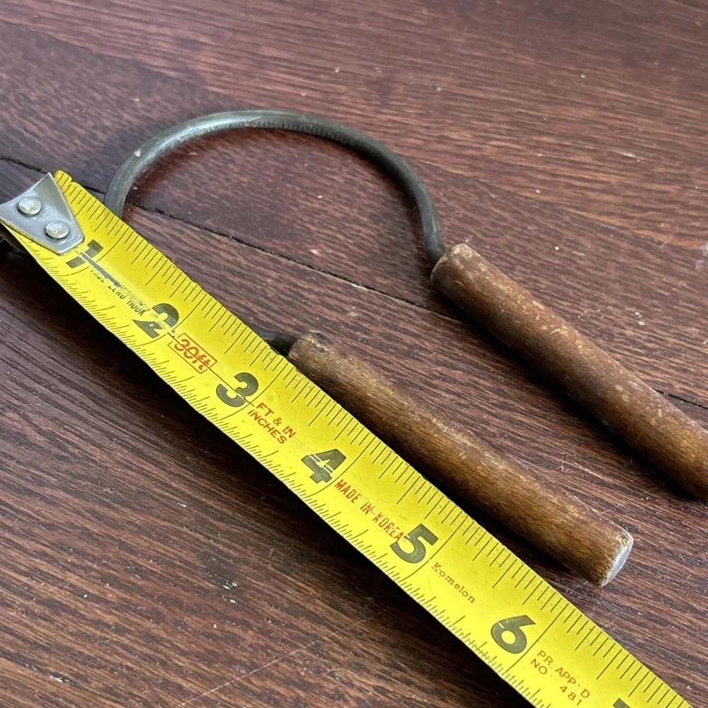 Primitive/ Antique Brown Wood Handle Steel Wire Ring Jar Opener